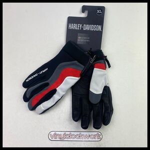 Harley-Davidson Men's Dyna Knit Mixed Media Riding Gloves Black Red 98172-24VM